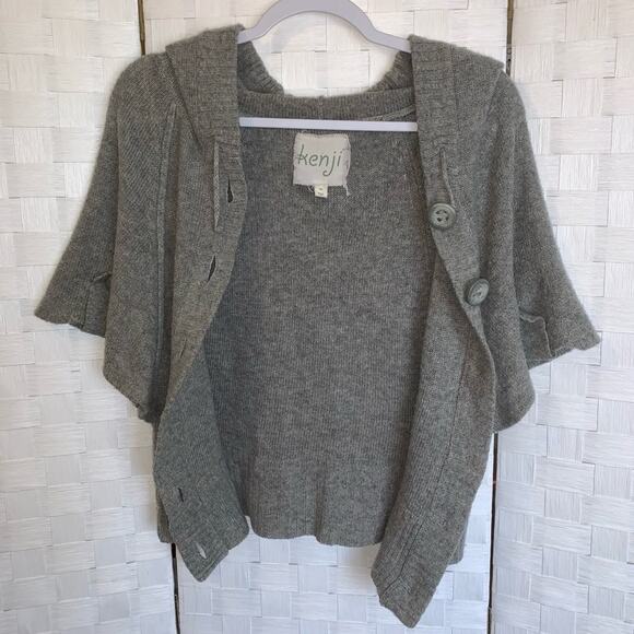 Anthropologie Kenji Boho Short Sleeve Wool Blend Hooded Cardigan Women’s Size XS - Picture 8 of 12